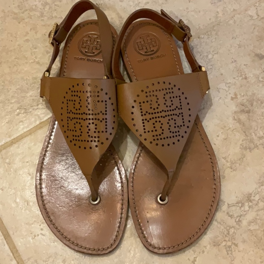 tory burch sandals carmel brown size 9